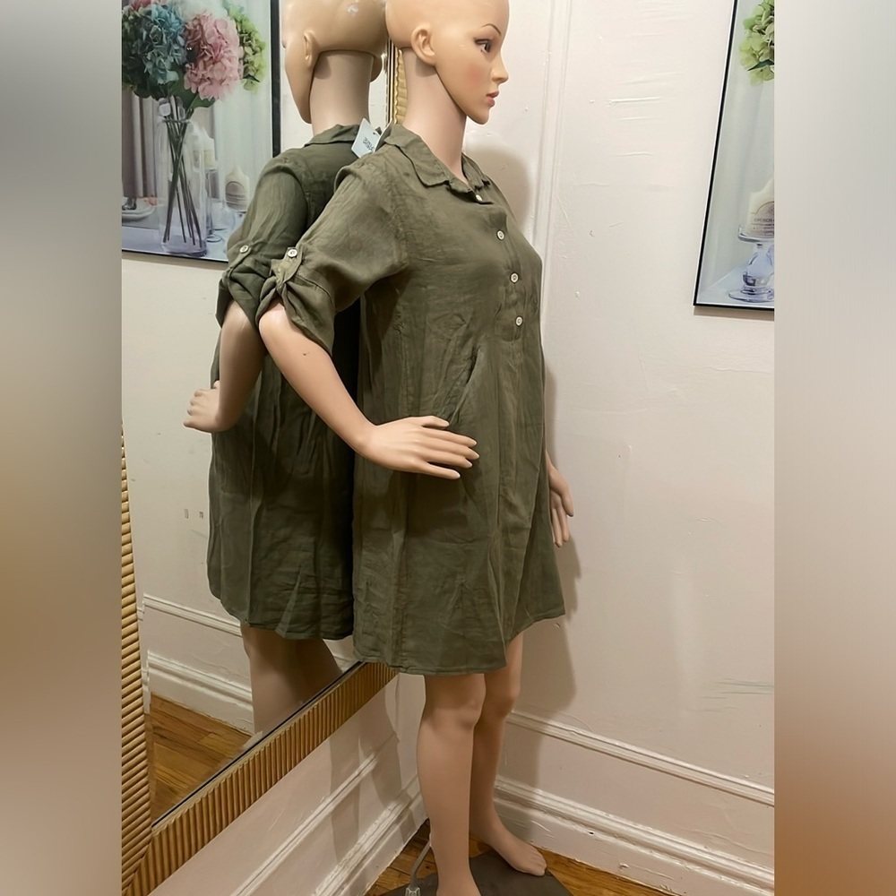 Elena Baldi's Olive Green Linen Shirt - Picture 6 of 12